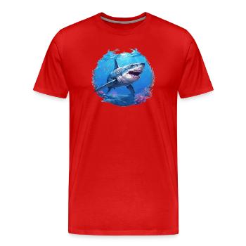 Haie Hai - Männer Premium Bio T-Shirt - Rot - Vorne - Damien (186cm)