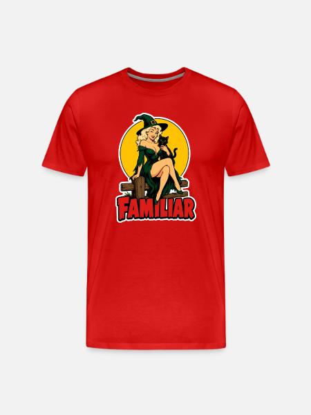 Familiar Retro Pinup Witch - Men's Premium Organic T-Shirt - red