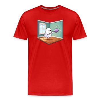 Putzgeist im Wohnzimmer - Männer Premium Bio T-Shirt - Rot - Vorne - Damien (186cm)