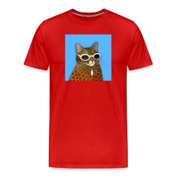 Getigerte Katze in Leopardenmuster - Männer Premium Bio T-Shirt - Rot - Vorne - Damien (186cm)