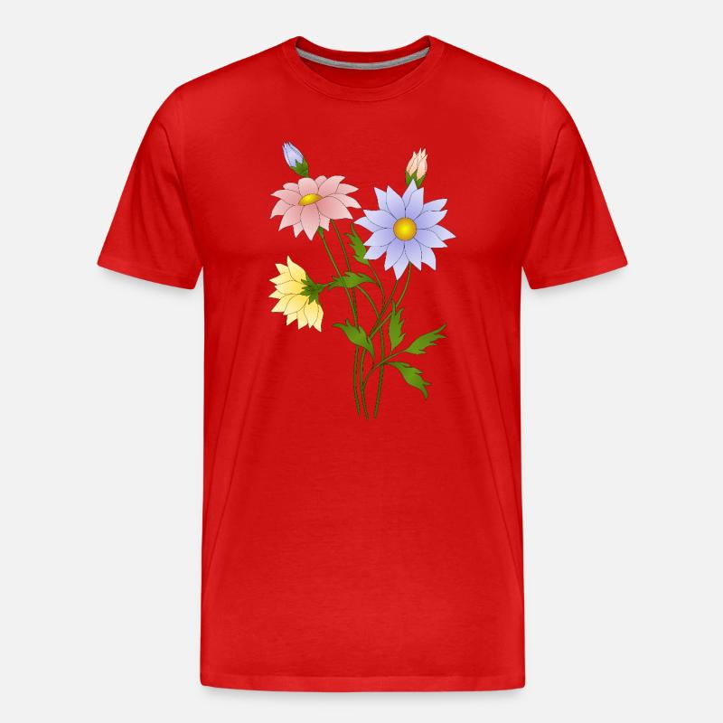 Blumen - Männer Premium Bio T-Shirt - Rot