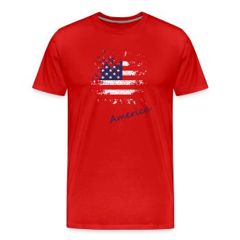 Amerika Flagge Spritzkunst Print - Männer Premium Bio T-Shirt - Rot - Vorne - Damien (186cm)