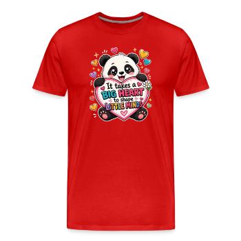 Big Heart Little Minds - Panda Lehrer Erzieher - Männer Premium Bio T-Shirt - Rot - Vorne - Damien (186cm)