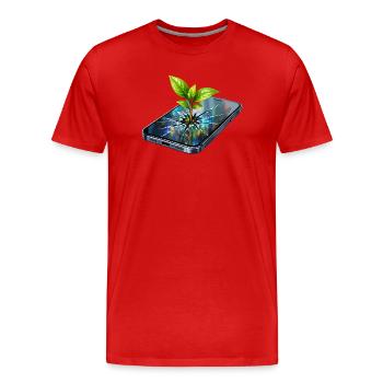 Grow Out of the Screen - Men's Premium Organic T-Shirt - red - Front - Damien (186cm)