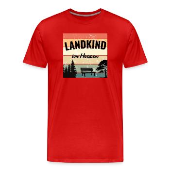 Landkind im Herzen Vintage - Männer Premium Bio T-Shirt - Rot - Vorne - Damien (186cm)