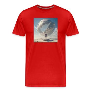 Boxer in front of the orbital spiral - Men's Premium Organic T-Shirt - red - Front - Damien (186cm)