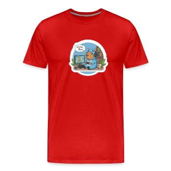 Gamer Capybara im Hai-Schlafanzug - Männer Premium Bio T-Shirt - Rot - Vorne - Damien (186cm)