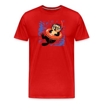 Lustiger Otter mit Taucherbrille - Männer Premium Bio T-Shirt - Rot - Vorne - Damien (186cm)