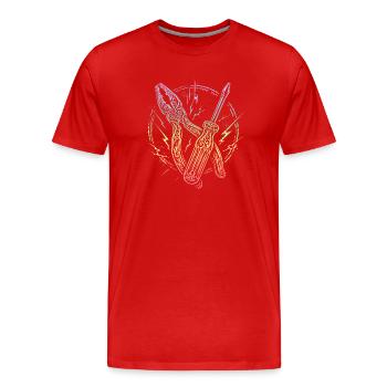 Elektriker - Männer Premium Bio T-Shirt - Rot - Vorne - Damien (186cm)