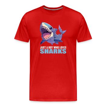 Haie Hai - Männer Premium Bio T-Shirt - Rot - Vorne - Damien (186cm)