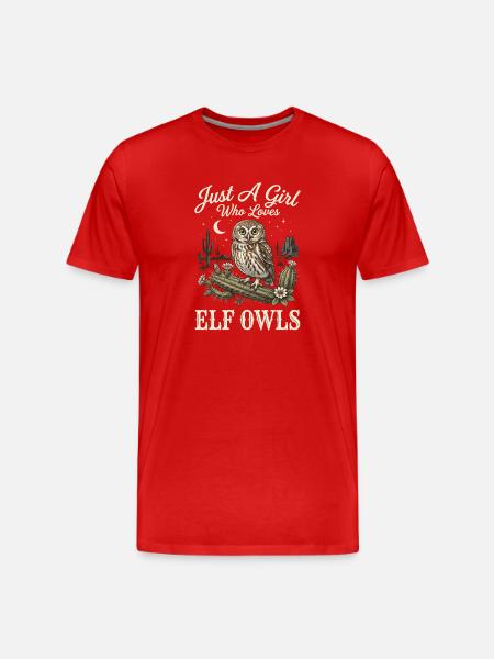 Nur ein Mädchen, das Elfenkäuze liebt - Männer Premium Bio T-Shirt - Rot