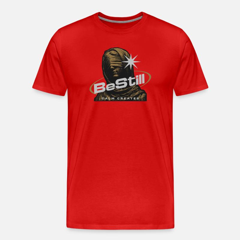 BeStill Ruhekunst Meditative Statue - Männer Premium Bio T-Shirt - Rot