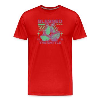 by the Battle Duo - Männer Premium Bio T-Shirt - Rot - Vorne - Damien (186cm)