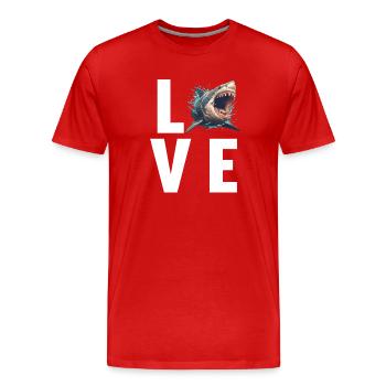 Haie Hai - Männer Premium Bio T-Shirt - Rot - Vorne - Damien (186cm)