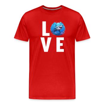 Haie Hai - Männer Premium Bio T-Shirt - Rot - Vorne - Damien (186cm)