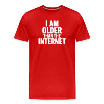 Ich bin älter als das Internet - Männer Premium Bio T-Shirt - Rot - Vorne - Damien (186cm)