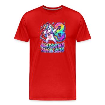 Regenbogen-Einhorn: Awesome seit 2018 - Männer Premium Bio T-Shirt - Rot - Vorne - Damien (186cm)