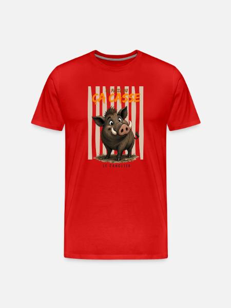 Sanglier en cage – Ça casse - T-shirt bio Premium Homme - rouge