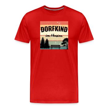 Dorfkind im Herzen – Heimatliebe Retro - Männer Premium Bio T-Shirt - Rot - Vorne - Damien (186cm)