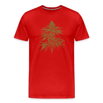 Grünes Cannabisblatt - Männer Premium Bio T-Shirt - Rot - Vorne - Damien (186cm)