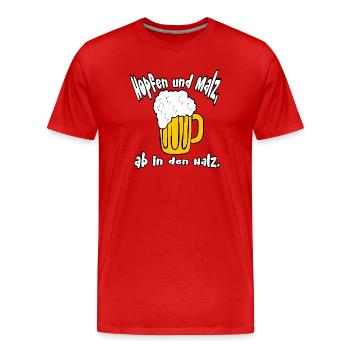 Hoppen und Malz Ab in den Hals - Männer Premium Bio T-Shirt - Rot - Vorne - Damien (186cm)