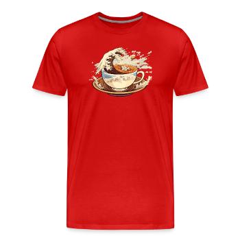The Great Wave of Coffee - Men's Premium Organic T-Shirt - red - Front - Damien (186cm)