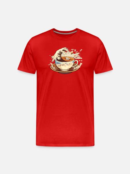 The Great Wave of Coffee - Men's Premium Organic T-Shirt - red