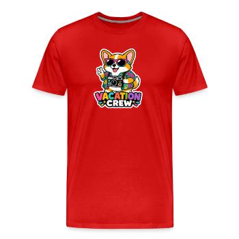 Ambiances autocollants de voyage Corgi de l’équipe de vacances d’été - T-shirt bio Premium Homme - rouge - Devant - Damien (186cm)