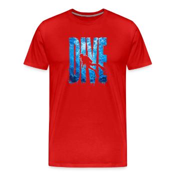 Underwater Diver Silhouette Blue - Men's Premium Organic T-Shirt - red - Front - Damien (186cm)