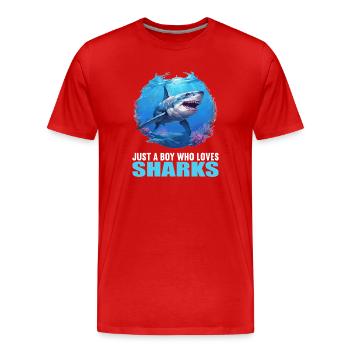Haie Hai - Männer Premium Bio T-Shirt - Rot - Vorne - Damien (186cm)