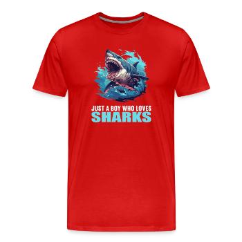 Haie Hai - Männer Premium Bio T-Shirt - Rot - Vorne - Damien (186cm)