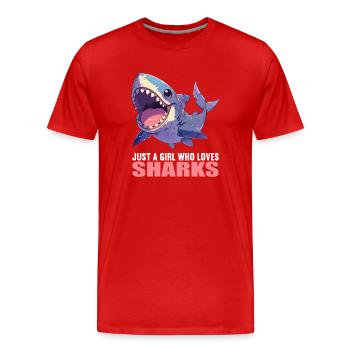 Haie Hai - Männer Premium Bio T-Shirt - Rot - Vorne - Damien (186cm)