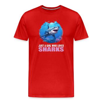 Haie Hai - Männer Premium Bio T-Shirt - Rot - Vorne - Damien (186cm)