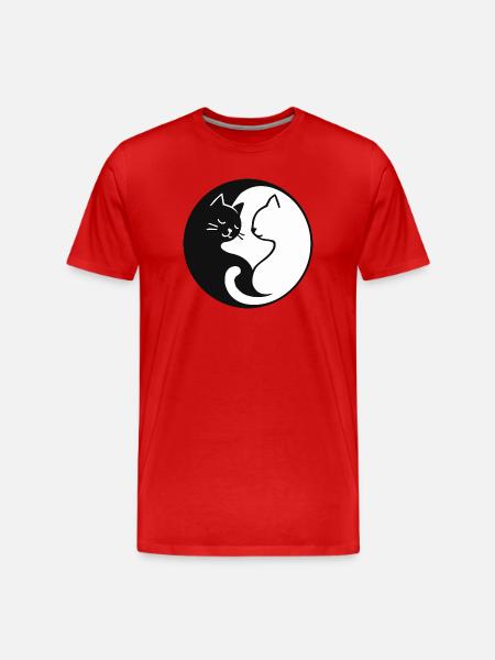 Yin Yang: cats - Men's Premium Organic T-Shirt - red
