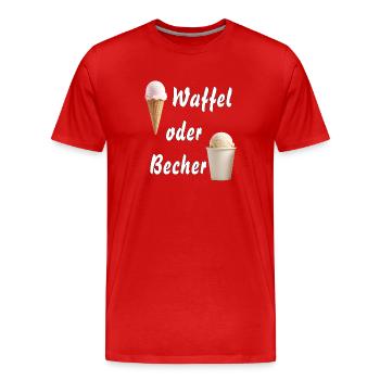 EIS WAFFEL ODER BECHER - Männer Premium Bio T-Shirt - Rot - Vorne - Damien (186cm)