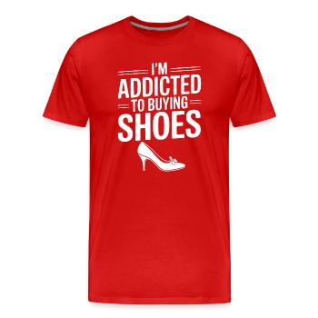 Je suis accro à l’achat de chaussures - T-shirt bio Premium Homme - rouge - Devant - Damien (186cm)