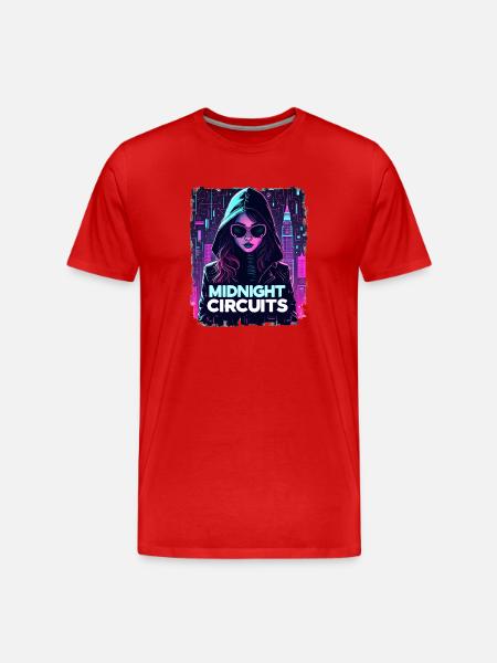 Midnight Circuits Cyberpunk Girl - Men's Premium Organic T-Shirt - red