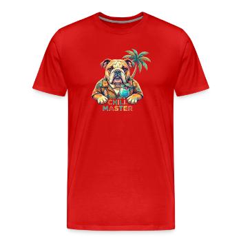 Englische Bulldogge Chill Master Urlaub Hawaii dog - Männer Premium Bio T-Shirt - Rot - Vorne - Damien (186cm)