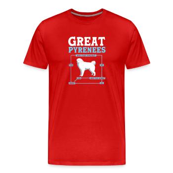 Chien des Pyrénées - T-shirt bio Premium Homme - rouge - Devant - Damien (186cm)