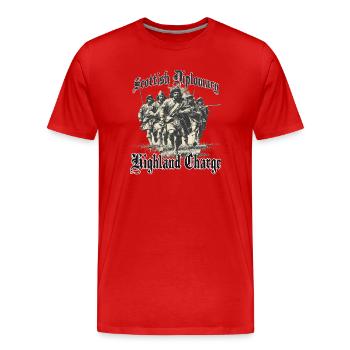 Schottische Highlander Geschichte Motiv | Clan  - Männer Premium Bio T-Shirt - Rot - Vorne - Damien (186cm)