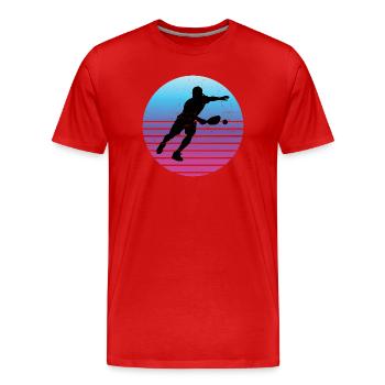 Idée cadeau pour les fans de pickleball - T-shirt bio Premium Homme - rouge - Devant - Damien (186cm)