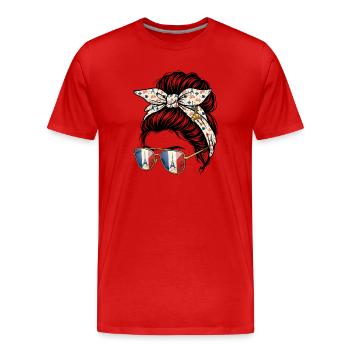 Girl Bun Disheveled France Eiffel Tower - Men's Premium Organic T-Shirt - red - Front - Damien (186cm)
