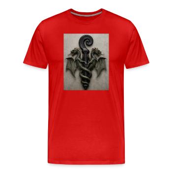 Cerfs-volants autour du manche - T-shirt bio Premium Homme - rouge - Devant - Damien (186cm)