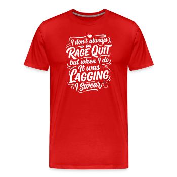 Rage Quit Gaming Humor Spruch - Männer Premium Bio T-Shirt - Rot - Vorne - Damien (186cm)