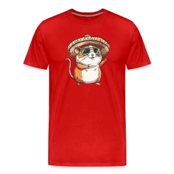 Hamster Lustig Sombrero - Männer Premium Bio T-Shirt - Rot - Vorne - Damien (186cm)