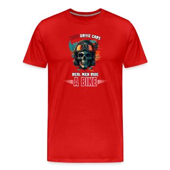 Real Men Ride A Bike Biker - Men's Premium Organic T-Shirt - red - Front - Damien (186cm)
