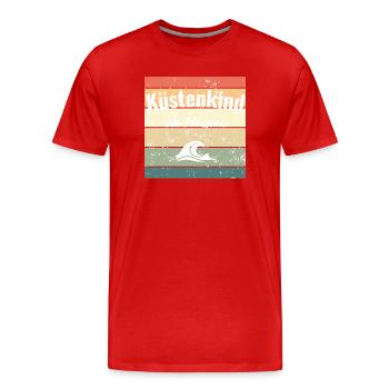 Küstenkind im Herzen - Männer Premium Bio T-Shirt - Rot - Vorne - Damien (186cm)