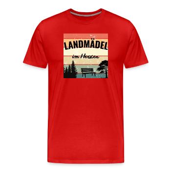 Landmädel im Herzen – Mein Zuhause - Männer Premium Bio T-Shirt - Rot - Vorne - Damien (186cm)