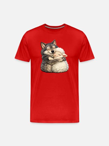 Knuffende Wolf and Lamb - Men's Premium Organic T-Shirt - red