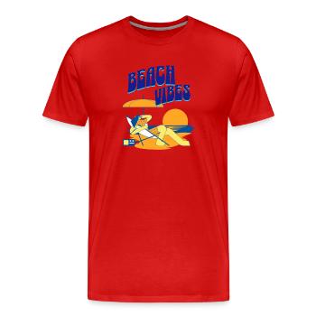 Beach Vibes Lounge Illustration - T-shirt bio Premium Homme - rouge - Devant - Damien (186cm)